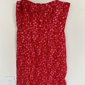 J. Crew retail strapless dress. Red with pink constellation print. Size 10. NWT.